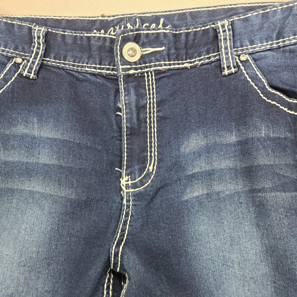 Maurices Jeans Dark Wash Contrast Stitch Sequin Pocket Blue Womens 20 REG - Picture 7 of 13